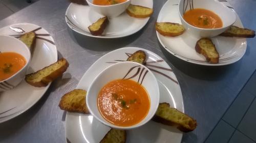 Gemüsesuppe mit Croutons in unserem Restaurant